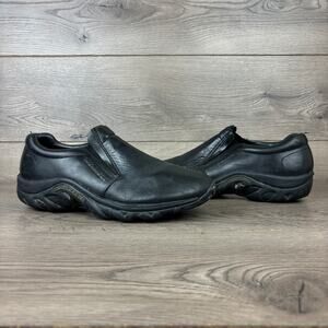 Merrell Jungle Moc Midnight Slip On Shoes Women's 10.5 Black Leather Loafers